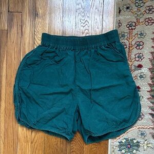 Tradlands Forest Green Elastic Waist Line Blend Shorts